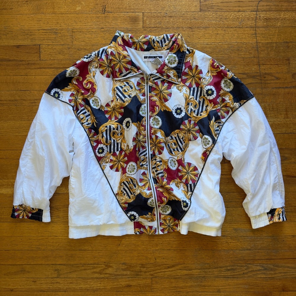 Vintage Jennifer‎ Moore Activewear Windbreaker Jacket Baroque Print XL